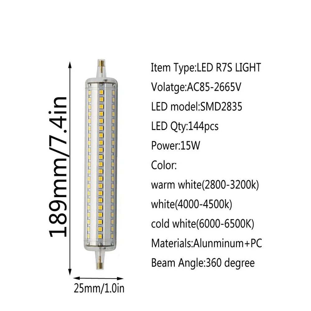 Диммируемая лампа R7S светодиодный Кукуруза 2835 SMD 78 мм 118 мм 135 мм 189 мм свет 5 Вт 10 Вт 12 Вт 15 Вт замена галогенной лампы AC 85-265 в прожектор
