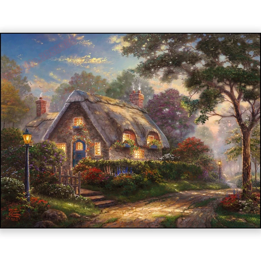 

5d Diy Diamond Painting Cross Stitch Cartoon Christmas House Diamond Embroidery Scenery Crystal Square Mosaic Picture Needlework