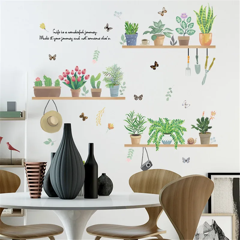 

Garden Plant Flower Butterfly Wall Stickers Nursery Children Window Home Decor Flower Wall Decal Art Poster
