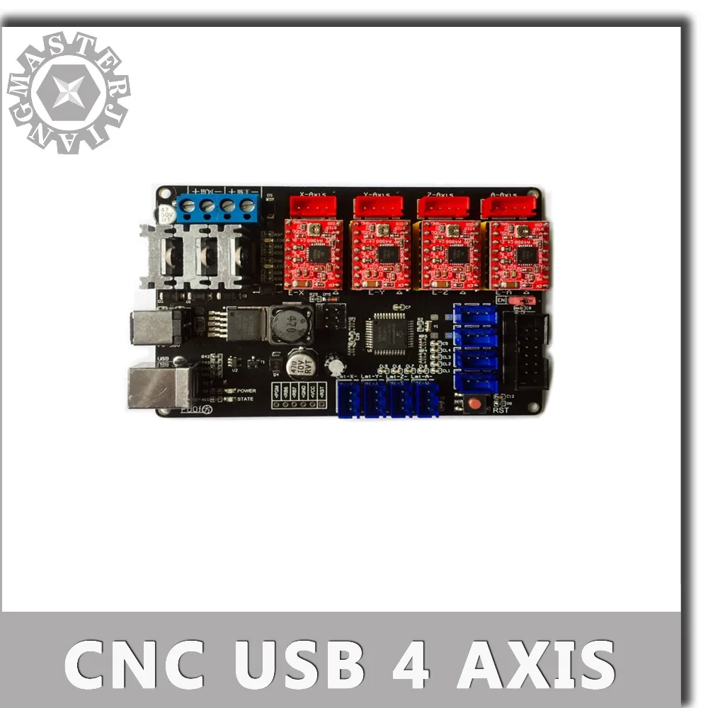 4 осевой лазерный гравировальный станок с одной платой управления ЧПУ USB