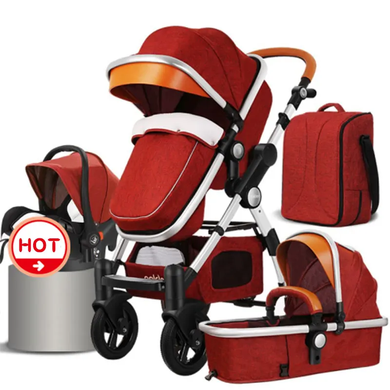 Best  HJBB 4 in 1 Gold Baby Stroller Can Sit High Landscape Lying Cart For Winter And Summer Infant Child 