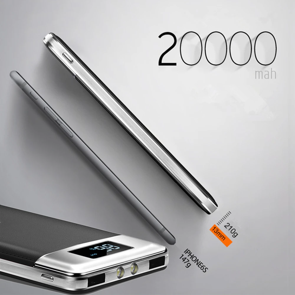 

Power Bank 20000mAh Fast Charging Portable PowerBank 18650 For Xiaomi display LED Flashlight For iPhone Pover Bank
