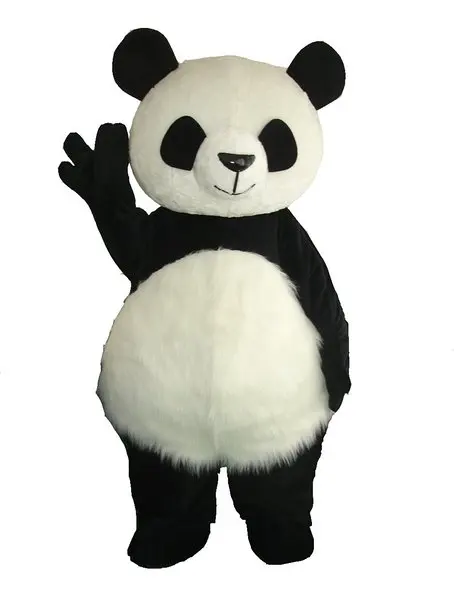 2018 Time-limited Crazy Sale@ Long Hair Panda Bear Animal Cosplay Adult Size Mascot Costumes Fancy Party Dress Suit +epe Head