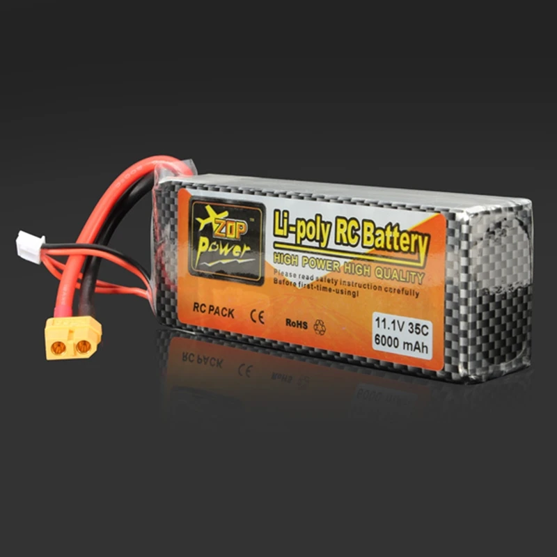 1 шт. ZOP power LiPo аккумулятор 11,1 V 6000mAh 3S 35C XT60 разъем для радиоуправляемого квадрокоптера дрона вертолета автомобиля самолета