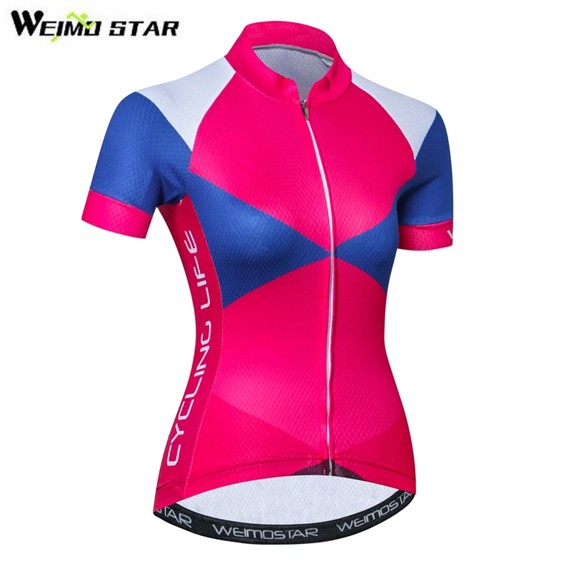 Weimostar Womens Cycling Jersey Short Sleeve Half Zipper Mountain Clothing Bike Shirt Top Quick Dry Breathable