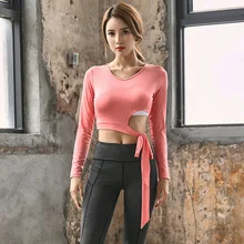 Женские спортивные топы для йоги, рубашки для йоги, топы Спортивные Фитнес-спорт, футболки для тренировок, спортивная одежда для йоги