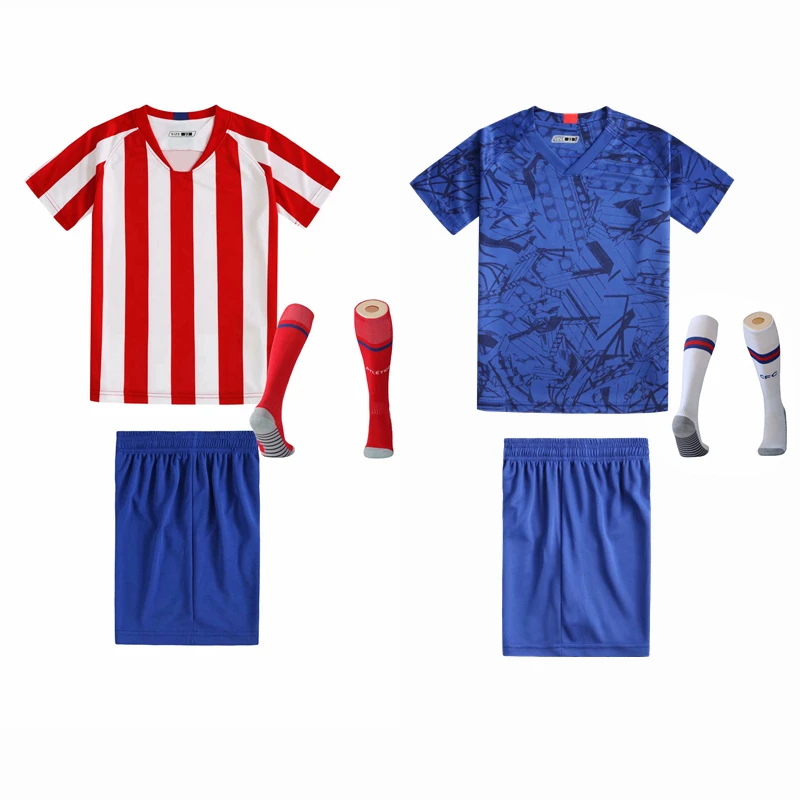 

New 2019 Men Kids blank Soccer Jerseys Set Football kit Training Suits Uniform for custom name number Teens Sports with socks