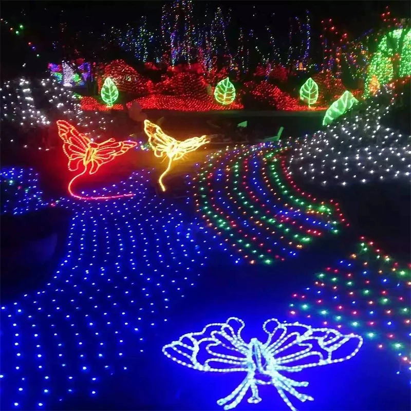 

CANSHOU String Net Lights 3M x2M 204 Leds Led fairy light Waterproof Xmas LED Fish Mesh with Tail Plug Garland for Holiday Decor