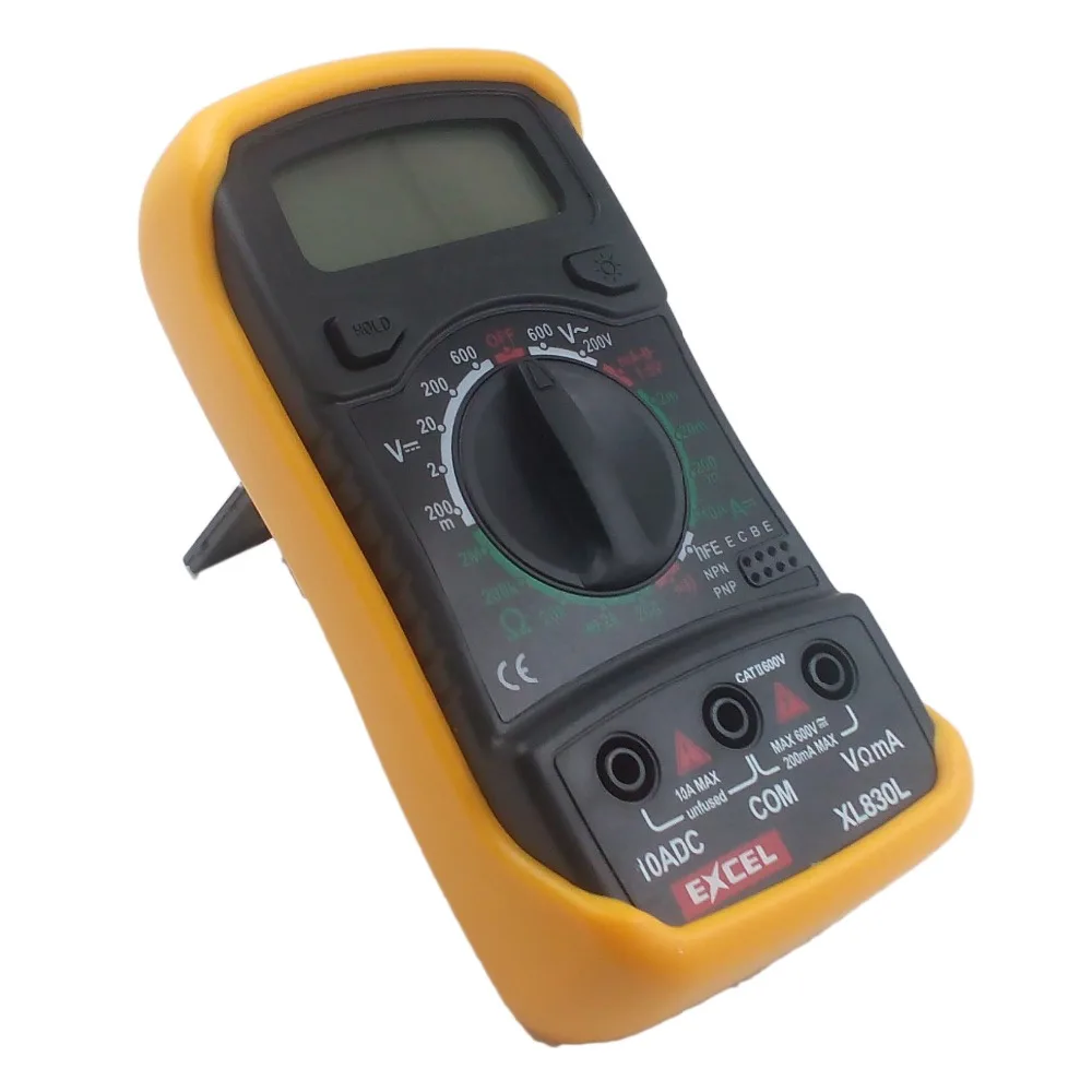 XL830L Portable Handheld Digital Multimeter Current Voltage Resistance Transistor hFE Temperature Tester Multimetro LCD Backlit