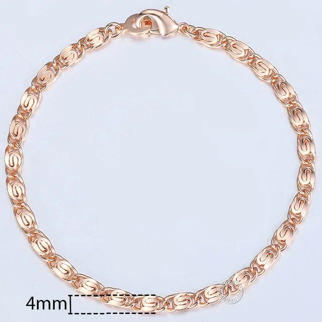 20cm Bracelets For Women Men 585 Rose Gold Curb Snail Foxtail Venitian Link Chains Bracelet on hand Fashion Jewelry Gifts CBB1 CB08