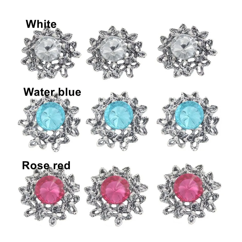 5 pcs 20mm turquoise blue acrylic rhinestone button w// shank headband center DIY