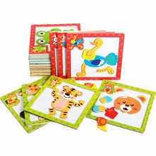 Cartoon Wooden Magnetic Jigsaw Puzzles Educational Developmental Toy For Kids Children 3D Magnetic Puzzle Wooden Educational Toy
