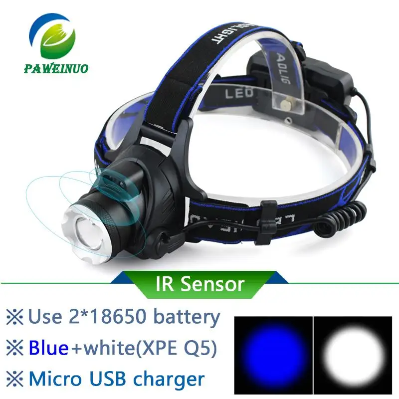 

IR Sensor led Headlamp XM-L2 Headlight Micro USB Rechargeable head lamp waterproof Head Torch Flashlight 18650 fishing light led