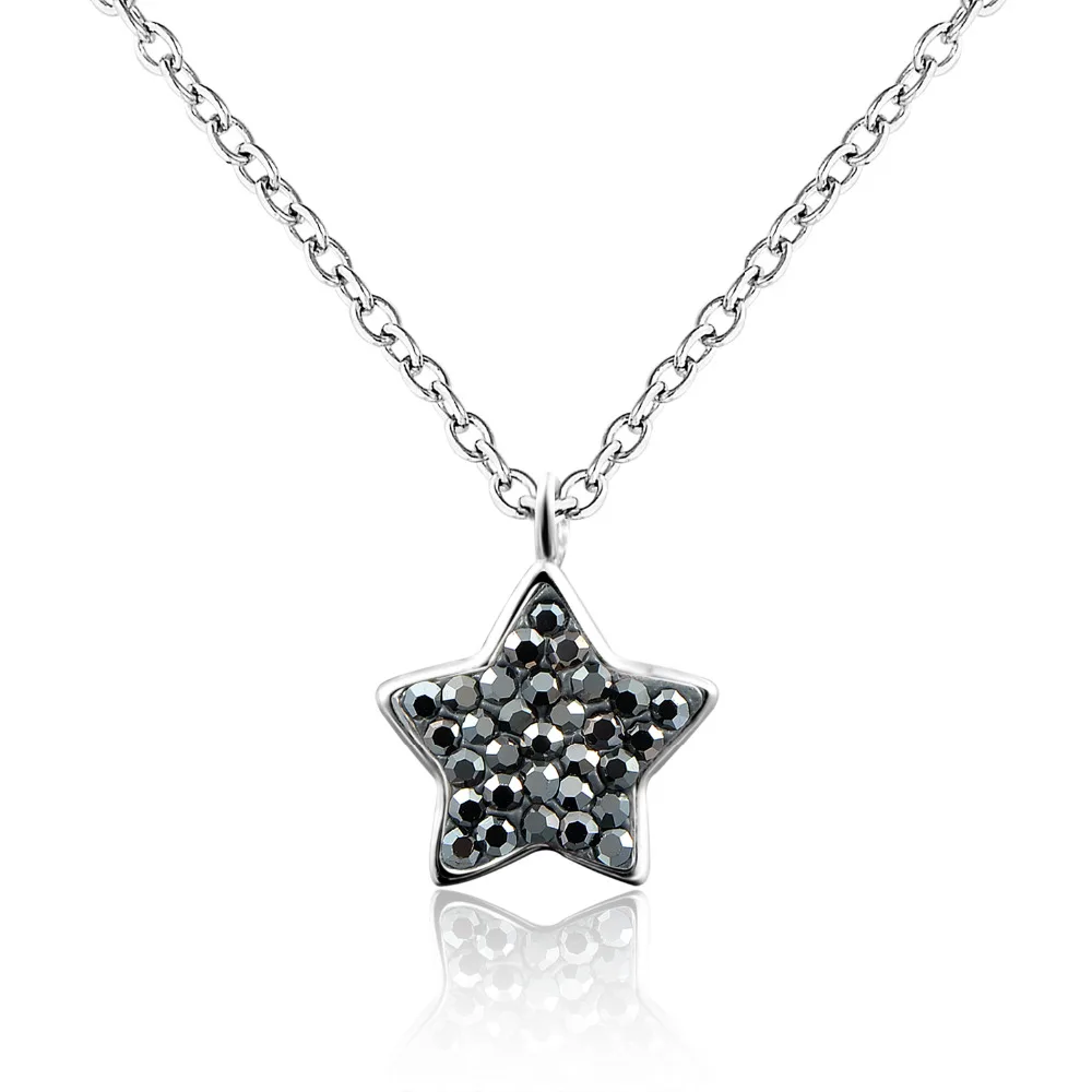 

Dormith real 925 Sterling Silver necklace Grey Rhinestone Choker Necklace Star Pendant necklace for women jewelry