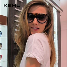 KEHU, женские солнцезащитные очки с плоским верхом, большие размеры, кошачий глаз, солнцезащитные очки, фирменный дизайн, De Sol K9250