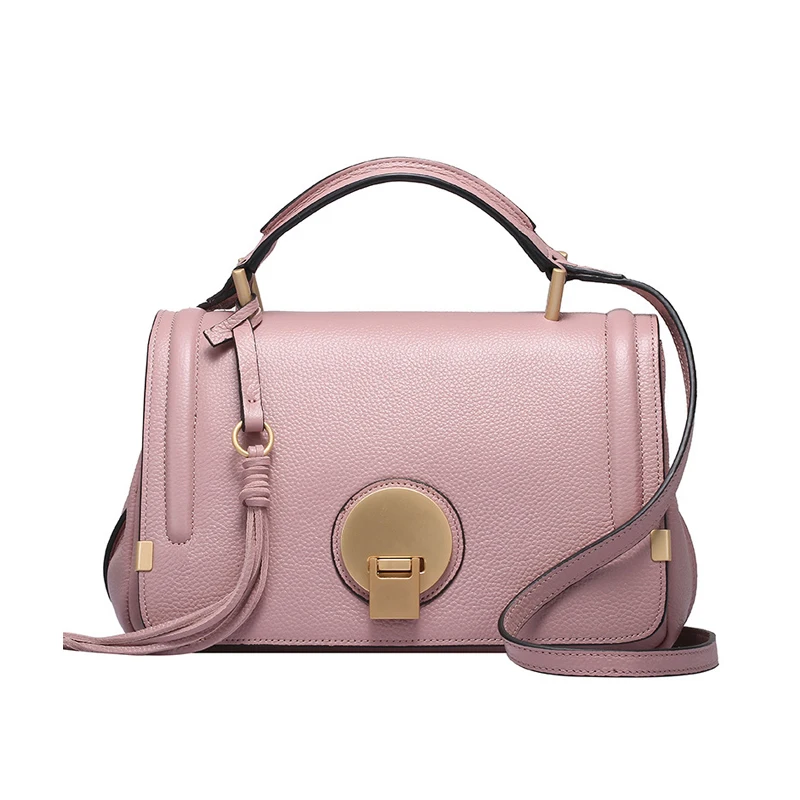 

New 2019 Genuine Leather Women Pink Bag Small Handbag Designer Brands Real Leather Crossbody Bag Ladies Hand Bags Shoulder Bags