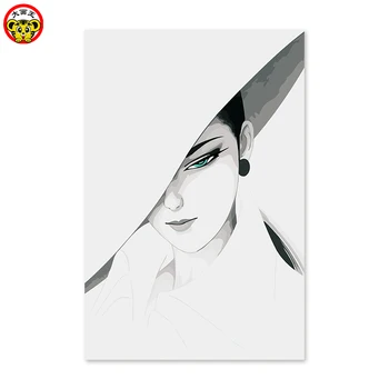 

Diy home decor oil painting by number painting home decor oil painting black and white cartoon simple fashion beauty lady