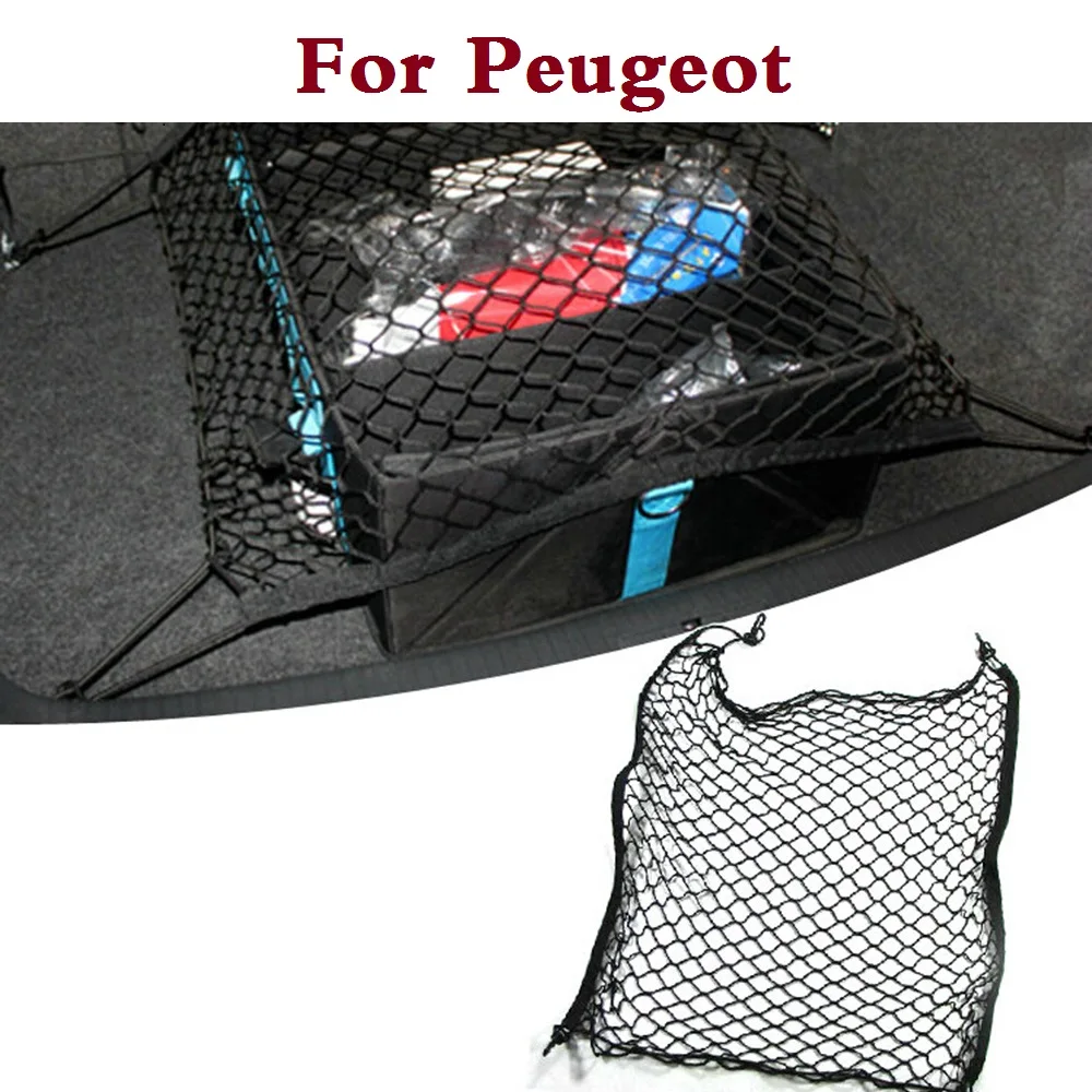 NEW Nylon Car Trunk Organizer Storage Elastic Mesh Net 4 Hooks Fit For Peugeot 308 GTi 4007 4008 407 408 508 607 iOn RCZ |