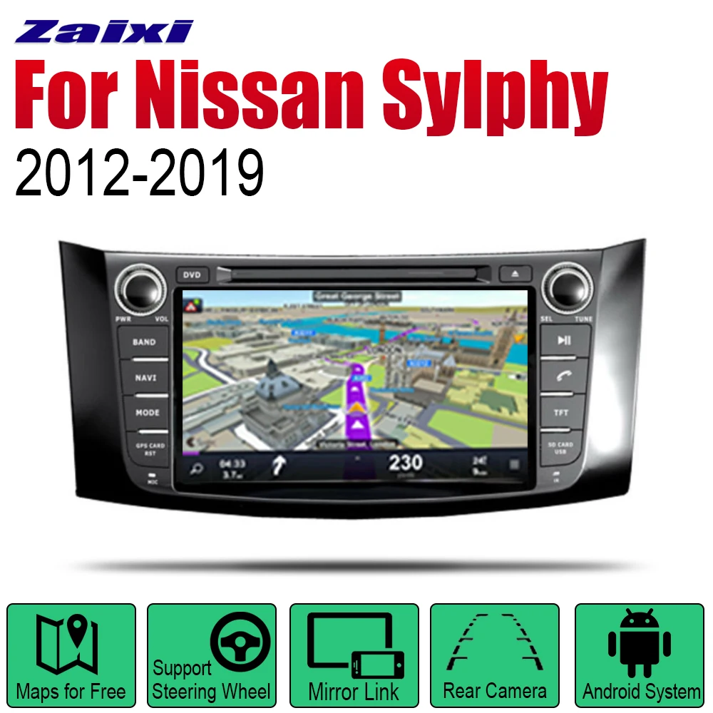 

Auto Radio 2 Din Android Car DVD Player For Nissan Sylphy 2012~2019 GPS Navigation BT Wifi Map Multimedia system Stereo