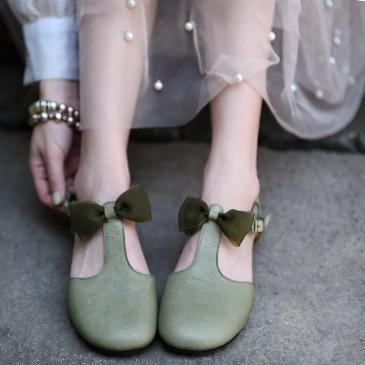 

Artmu Original Sweet Butterfly-not T-style Women's Sandals Comfortable Soft Sole Semi-sandals Genuine Leather Handmade Shoes