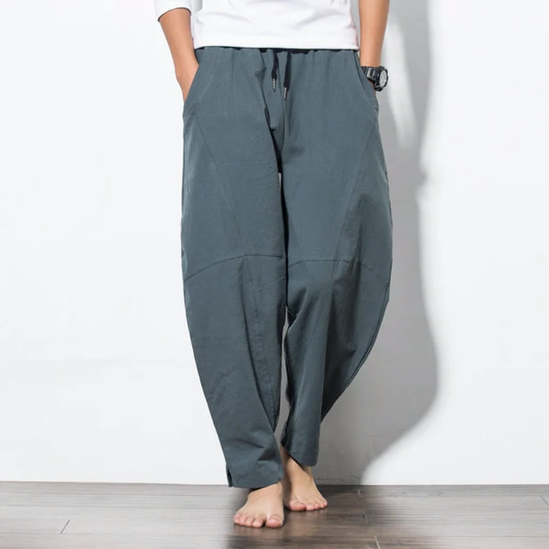 men pants Chinese wind men's casual pants harem pants loose big yards Four Seasons wide leg pants tide beach