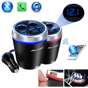 

TF/Micro SD Music MP3 Player Bluetooth Car Kit FM Transmitter HandsFree Cigarette Lighter Adapter Splitter 3 Ports USB Charger