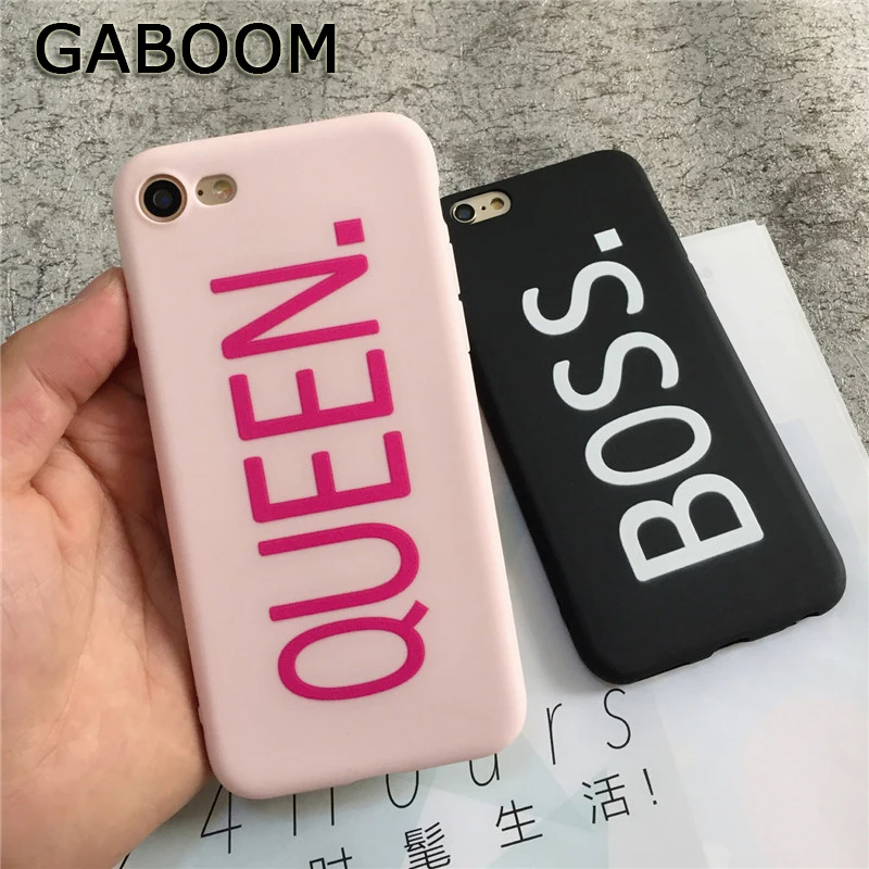 GABOOM телефон чехол для iphone 5S SE 6 S 7 8 плюс письма королева и BOSS пары X тонкий мягкий
