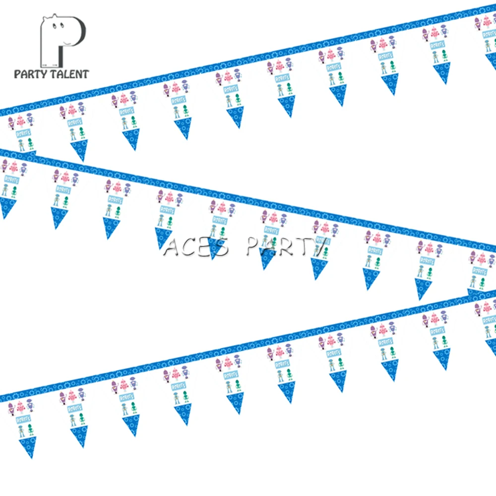 

Party supplies 1set Robot theme party paper banner bunting pennant including 10 flags and a string