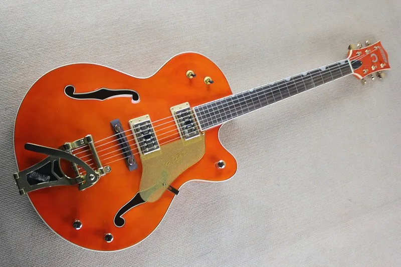High Quality Factory Custom Semi Hollow Gretsch 6120 Orange Electric Guitar Bigsby Tremolo Free Shipping 14-11-11