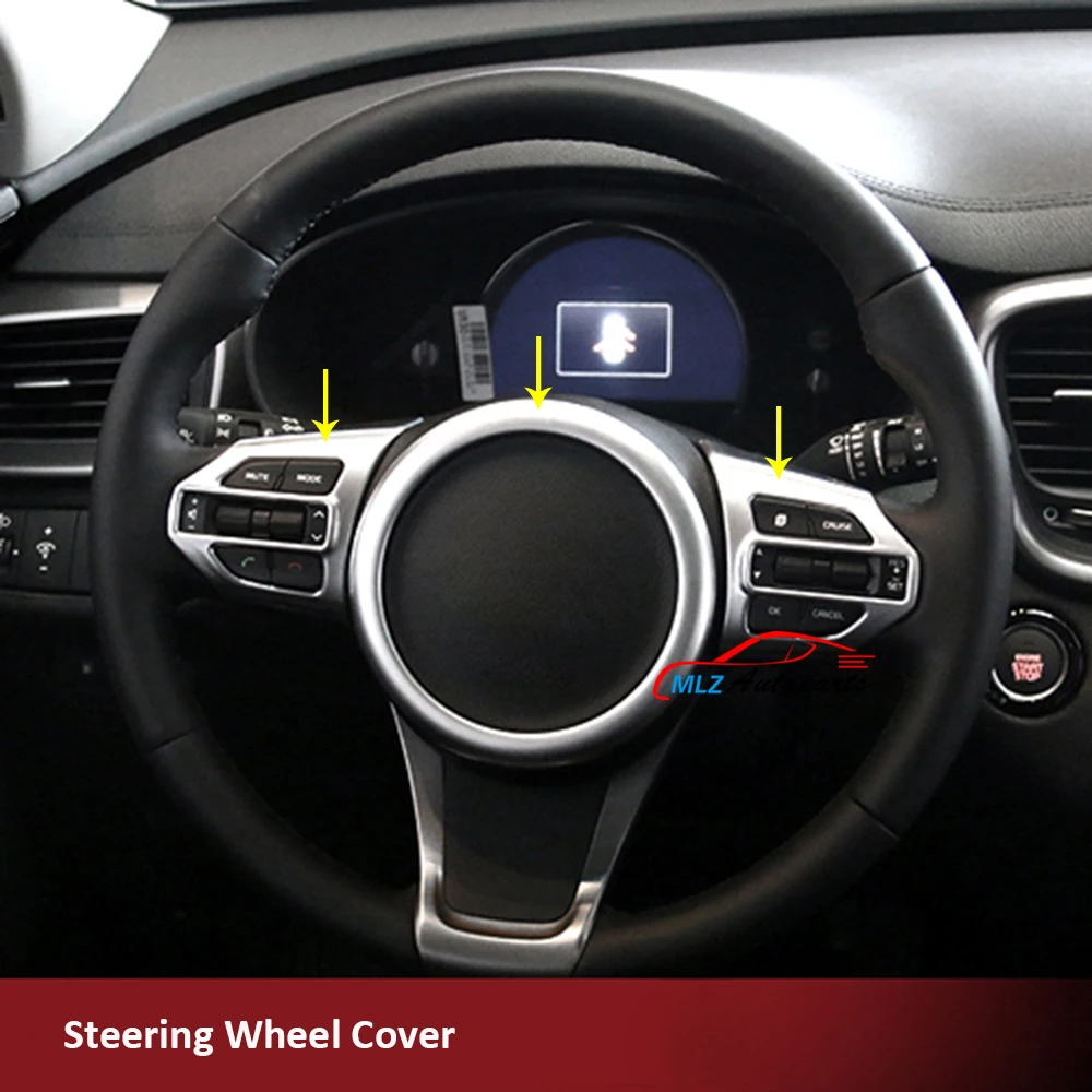

Inner ABS Chrome Steering Wheel Centre Cover Steering Wheel Frame Interior Car Styling Trim 3 PCS For KIA Sorento 2016 2017