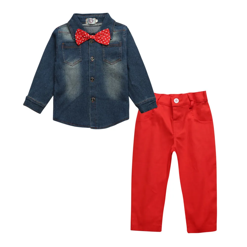 CCS340/Новинка года, розничная, модные детские джинсы с бабочками и длинными рукавами+ штаны, повседневная одежда Детский комплект, От 3 до 8 лет для мальчиков