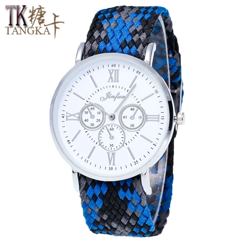 

Classic Roman numerals retro ladies watches lovers watches Unique design of nylon braided Casual fashion quartz watches bracelet