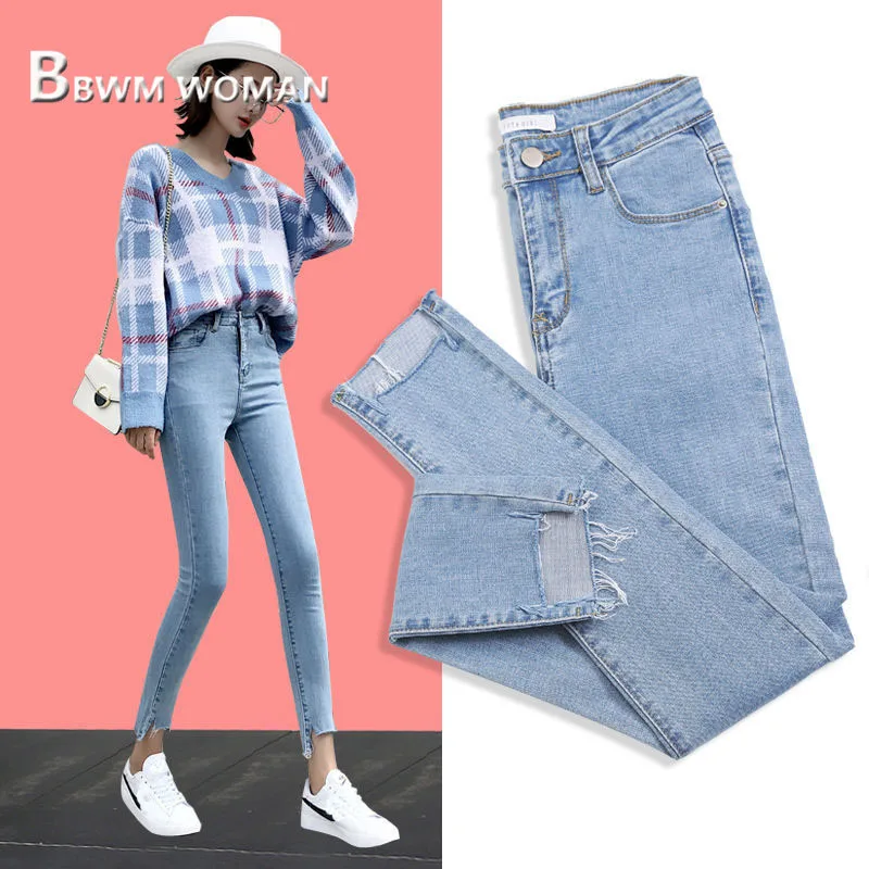 

2019 Slim Women Jeans 3 Color Can Choose Tight Female Pants Trousers