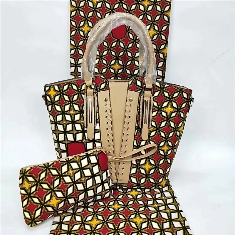 

Good quality african wax bags set with 6 yards Ankara wax prints fabric Hollandai' cotton fabric for dress YBG120302