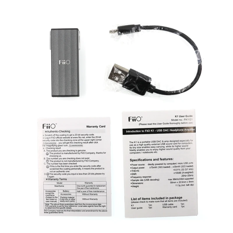 Fiio K1 Portable USB DAC Headphone Amplifier AMP No charging required 3 5mm output supports 96kHz 24bit for PC