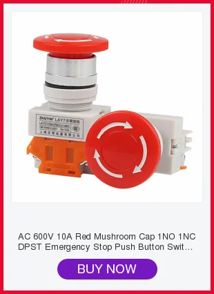 AC 600V 10A красный гриб Кепки 1NO 1NC DPST аварийной остановки кнопочный переключатель охранной сигнализации