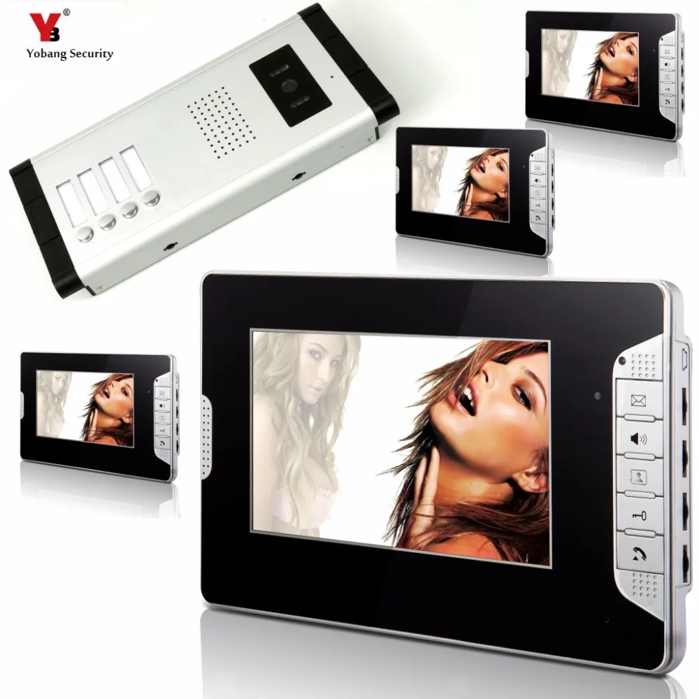 Yobang Security 7\Color Apartment Video Doorbell Doorphone Intercom 1 Outdoor Camera + 4 Monitors for 4 Units Apartment Intercom Yobang Security 7\Color Apartment Video Doorbell Doorphone Intercom 1 Outdoor Camera + 4 Monitors for 4 Units Apartment Intercom