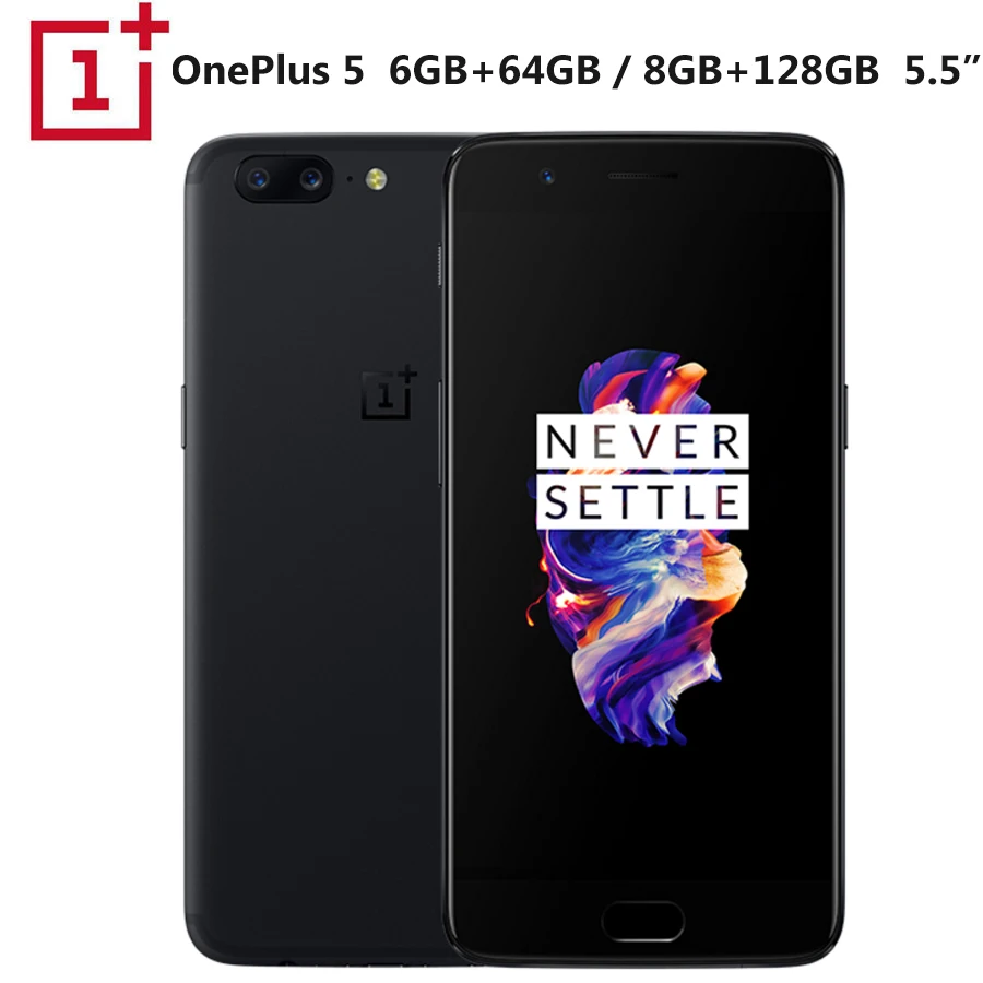 Мобильный телефон OnePlus 5 LTE, Восьмиядерный процессор Snapdragon 835, 8 ГБ ОЗУ, 128 Гб ПЗУ, 5,5 дюймов, 1920x1080 P, две sim-карты, 3300 мА/ч, NFC, 20 Мп+ 16 МП