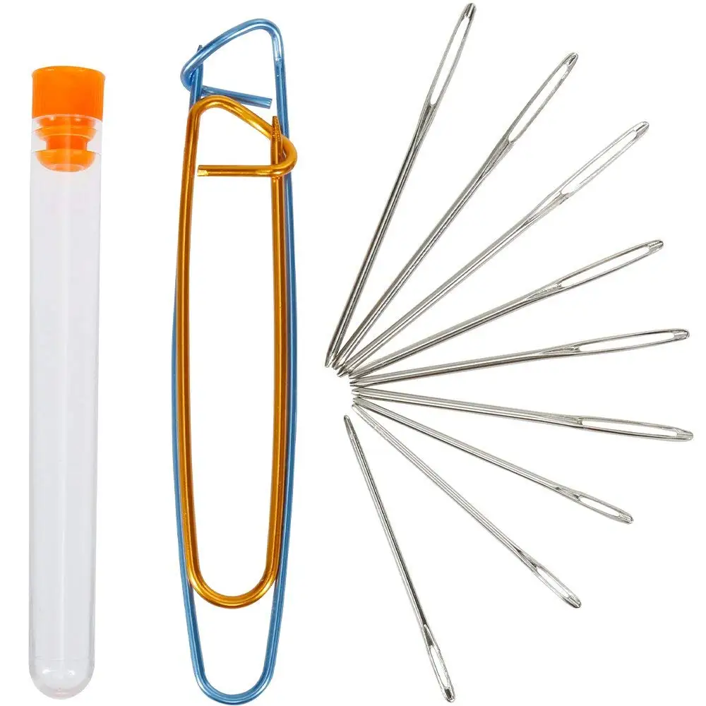 

9 Pcs Large-Eye Blunt Needles with 2 Pcs Yarn Stitch Holders, Knitting Needles for Wool, Knitting Accessories Large Darning Wo