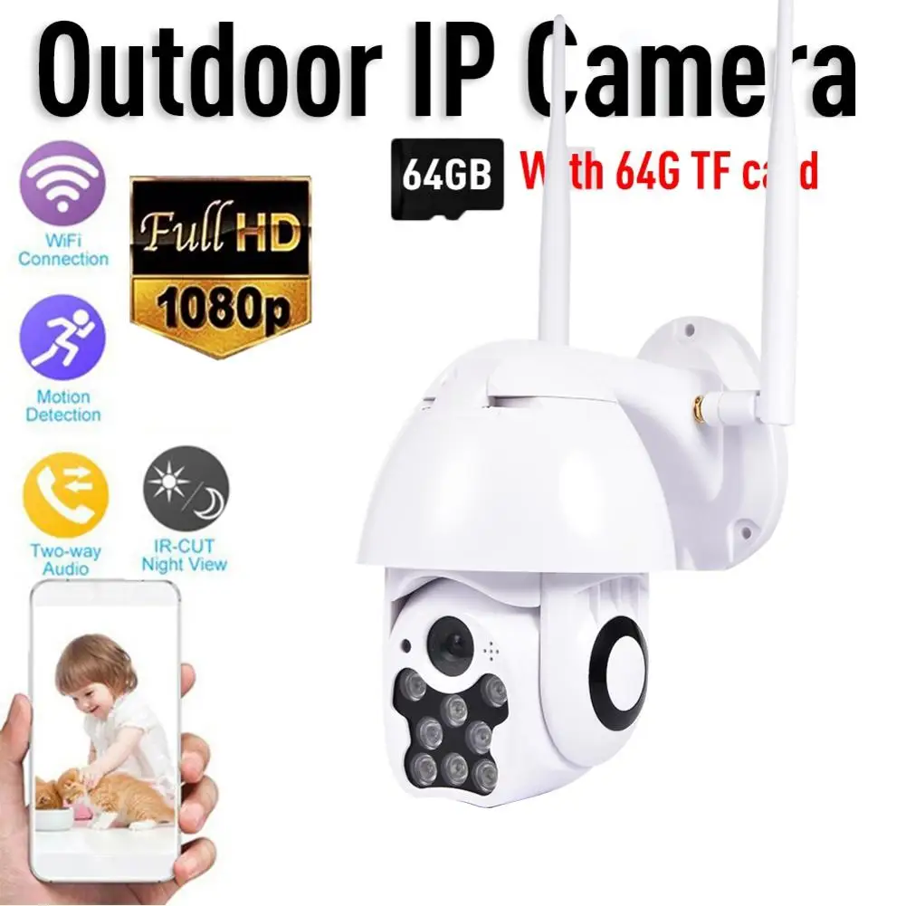 HD 1080P 8LED PTZ Control IP Camera Mini WIFI Outdoor Dome Home Security IP Camera Wireless CCTV Onvif Waterproof Night Vision