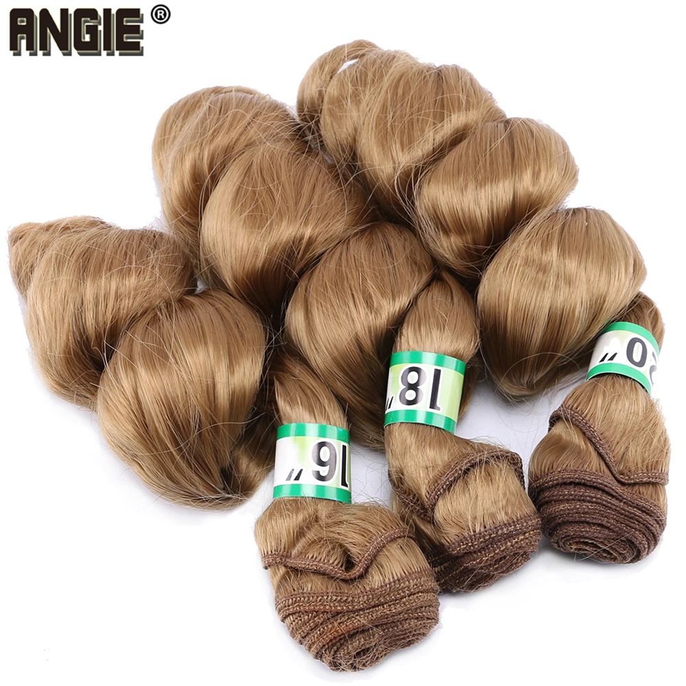 Angie preto onda solta cabelo sintético pacotes
