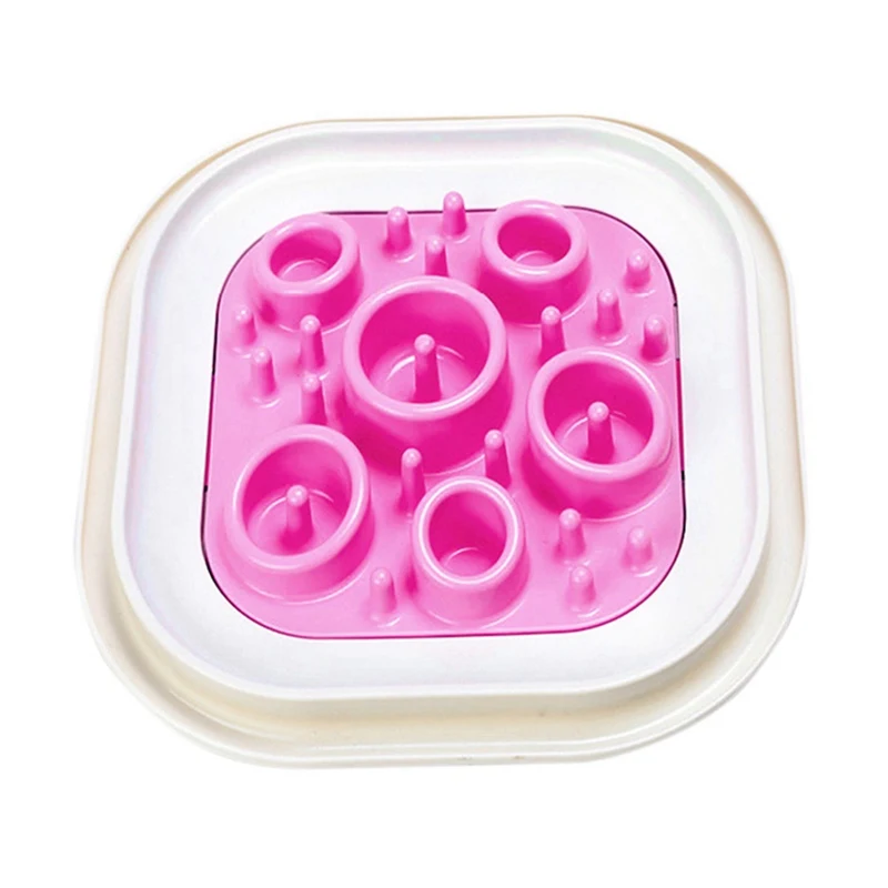 Pink 3 типа для кормления собаки миски для корма антидроссельная чаша корм для домашних животных медленная чаша помощь в пищеварении - Цвет: Pink