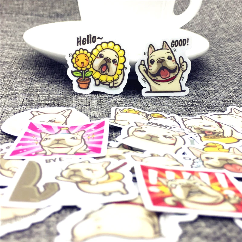 

40 Pcs/Lot Anime Funny Pugs Cute Self-made stickers scrapbooking For Cartoon Sticker For Laptop Fridge Skateboard