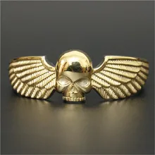 Поддержка челнока золотого, серебряного цвета Череп Байкер браслет 316L Нержавеющая сталь Для мужчин Обувь для мальчиков Байкер Стиль браслет