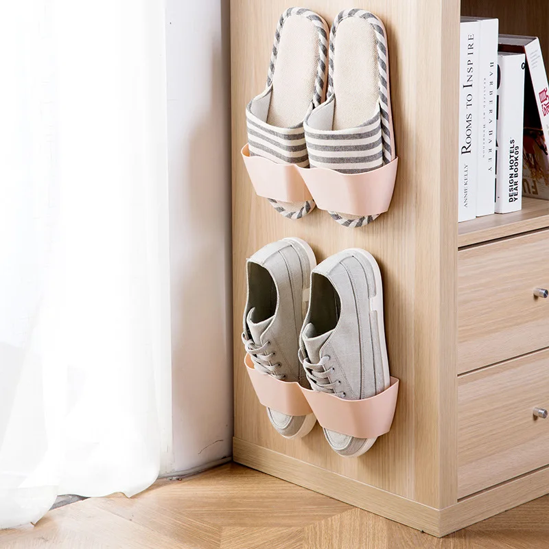Креативные туфли стеллаж для хранения обуви Органайзер удобный 3D Настенный клейкий стеллаж для обуви настенный органайзер для обуви вешалка