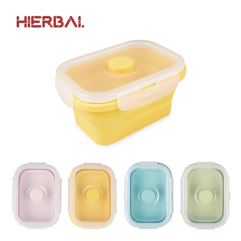 

4-Size Silicone Microwavable Collapsible Folding Lunch Box BPA Free Retractable Food Storage Container Student Picnic Bento Box