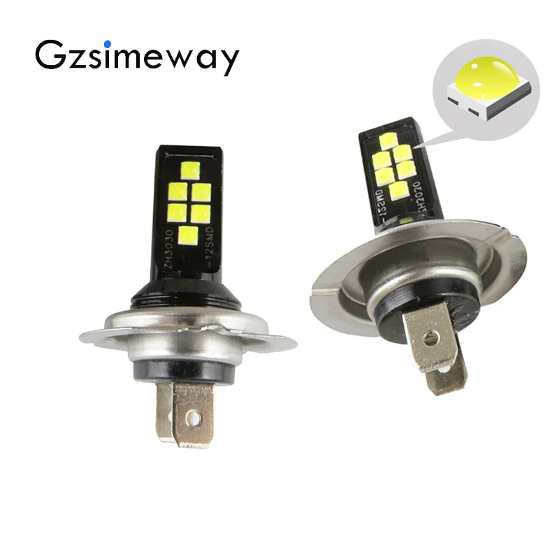 

2Pcs car H7 Led fog light H1 H4 HB4 9006 HB3 9005 H11 h3 Bulb 12SMD 3030 1400LM 3000k Yellow 6000K white Auto Leds Light DC 12V