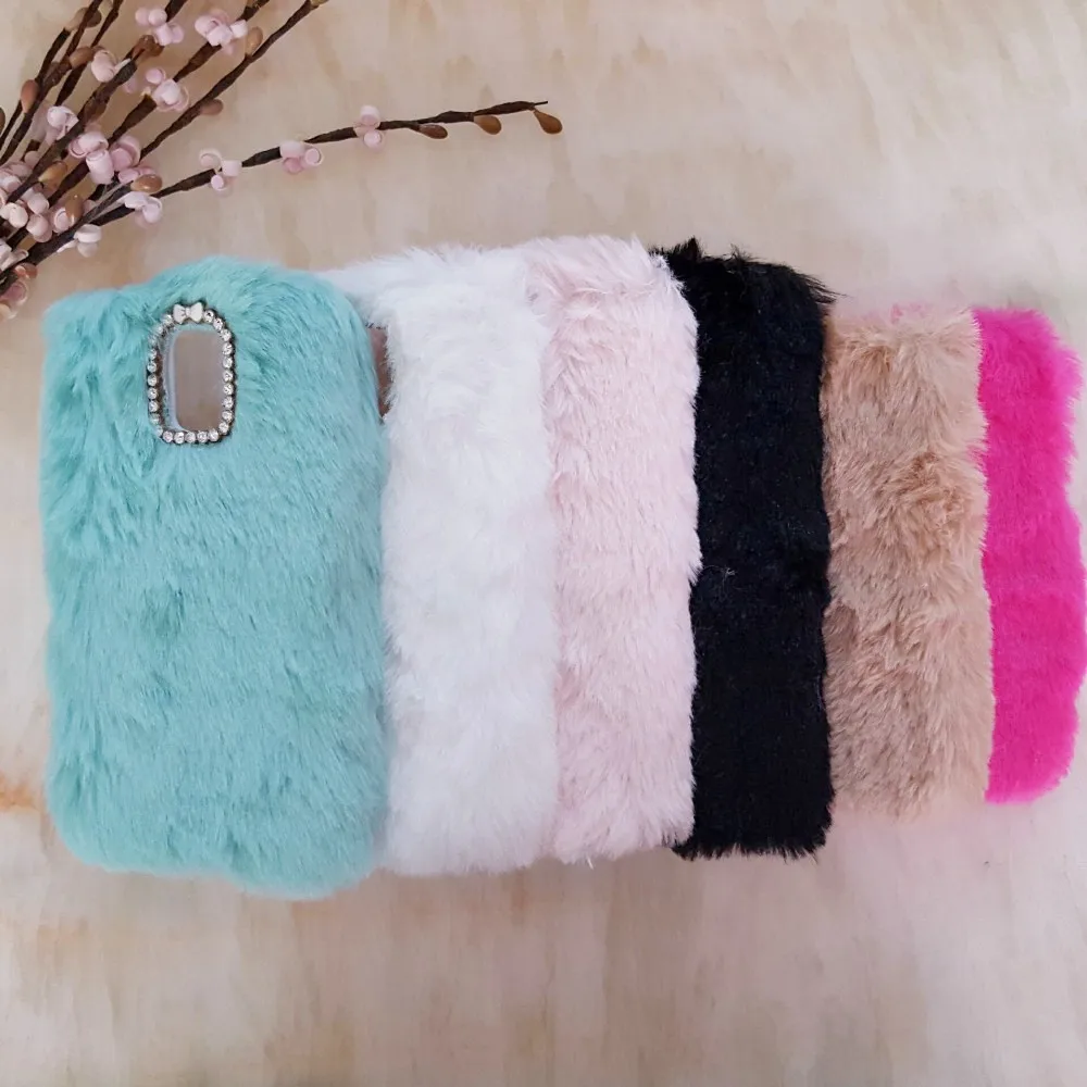 Hot! Luxury Winter Warm Fluffy Soft Rabbit Hair Fur Plush Phone Case
