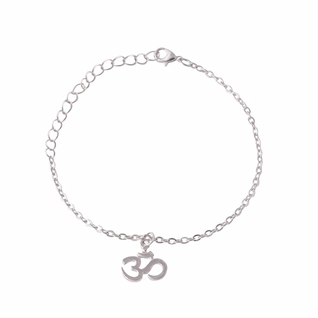 Charms Womens Silver Letter Yoga Anklet Elegant Simple Fashion Ankle Bracelet Popular Romantic Barefoot Shellhard Beach Jewelry