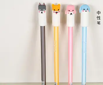

korea color dogs party gel pen cartoon stationery prize kawaii office writing student pen black ink pen needl pen 48pc/lot